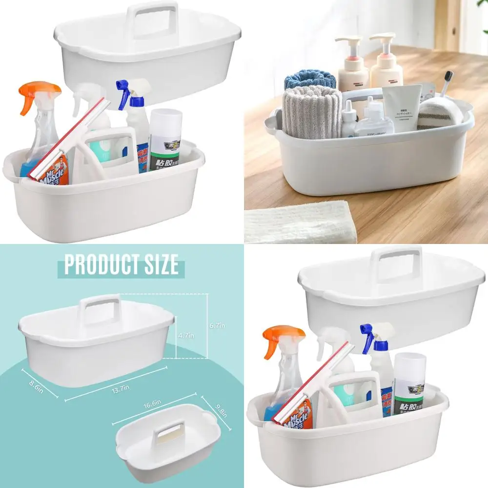 White Dual Pack Plastic Cleaning Caddy with Handle for Organizing Supplies and Tools
White Dual Pack Plastic Cleaning Caddy with Handle for Organizing Supplies and Tools
