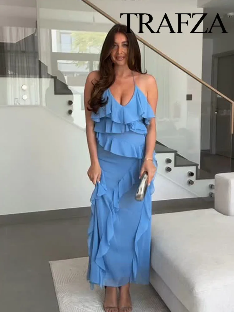TRAFZA Summer Woman Chic Zipper Beach Party Dress Fashion Women Sexy V-Neck Sleeveless Backless Wrinkles Design Midi Dress Mujer
TRAFZA Summer Woman Chic Zipper Beach Party Dress Fashion Women Sexy V-Neck Sleeveless Backless Wrinkles Design Midi Dress Mujer
