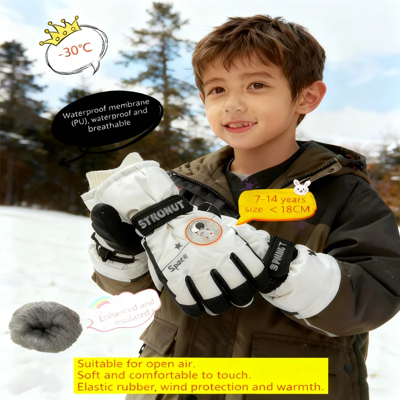 Cartoon winter outdoor cycling and skiing gloves for children aged 7-14, waterproof, windproof, fleece-lined, and thickened
Cartoon winter outdoor cycling and skiing gloves for children aged 7-14, waterproof, windproof, fleece-lined, and thickened