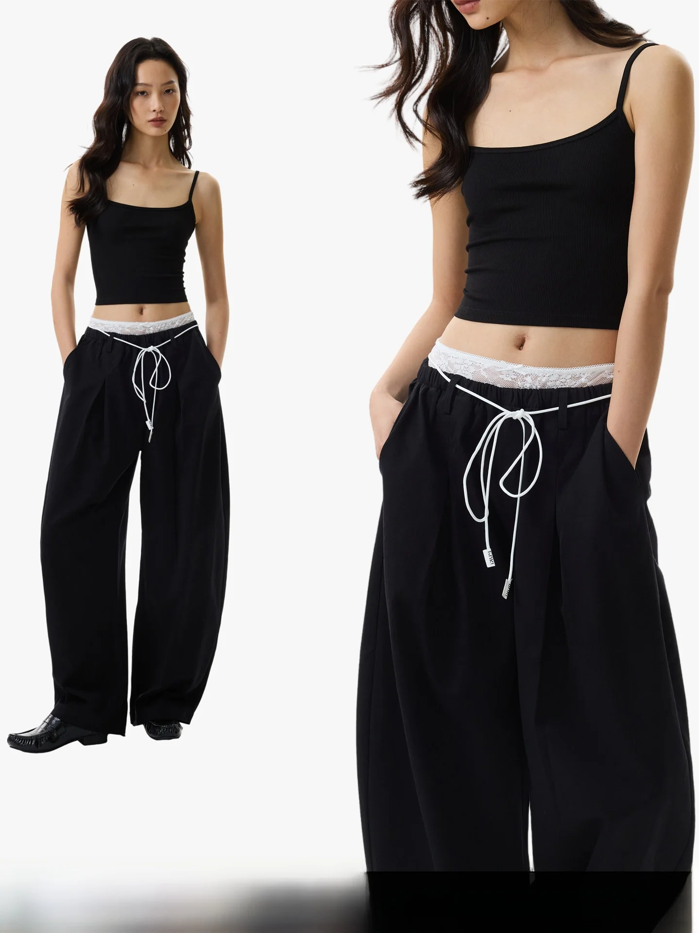 GOGOBURN Loose Wide Leg Casual Pants Women Summer Lazy Drawstring Lace Splicing Floor-Length Trousers Casual Style Natural Waist
GOGOBURN Loose Wide Leg Casual Pants Women Summer Lazy Drawstring Lace Splicing Floor-Length Trousers Casual Style Natural Waist