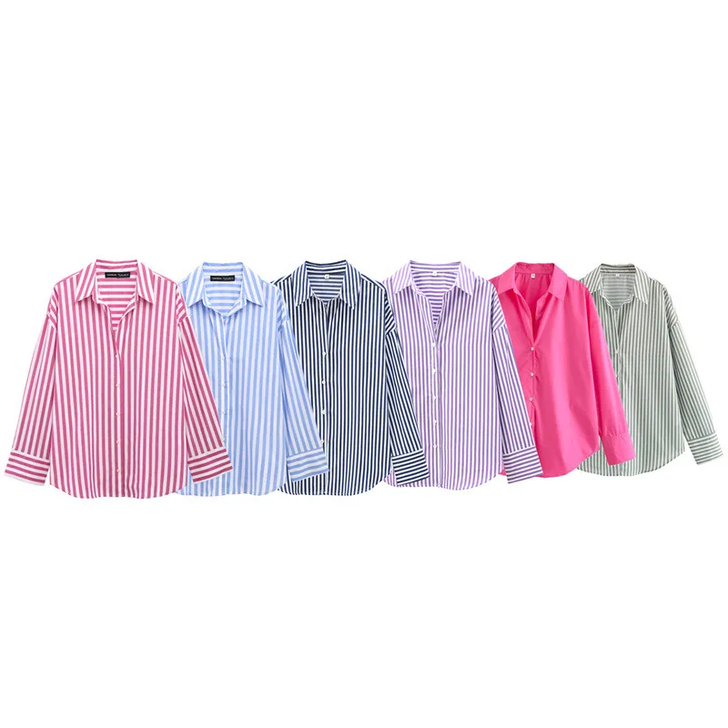 Summer New Casual Versatile Turn-down Collar Rolled Cuffs Loose Striped Shirt 2731533
Summer New Casual Versatile Turn-down Collar Rolled Cuffs Loose Striped Shirt 2731533