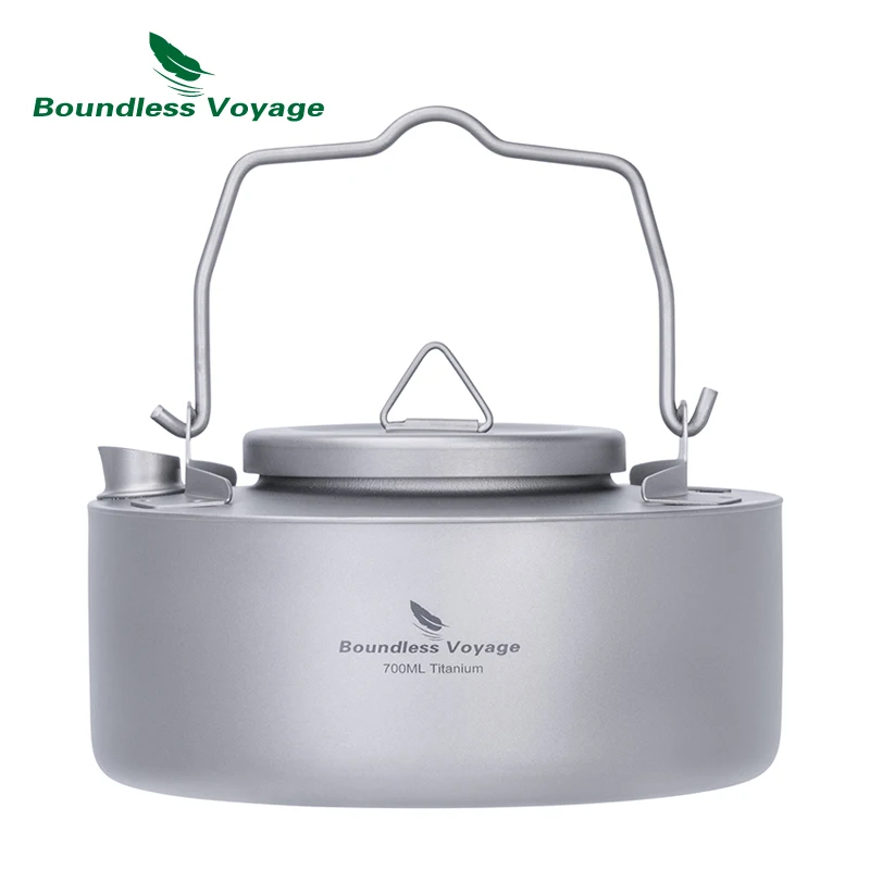 Boundless Voyage Camping Kettle with Folding Handle Single-layer Titanium Teapot Durable Bushcraft Gear Open Fire Kettle 700ML
Boundless Voyage Camping Kettle with Folding Handle Single-layer Titanium Teapot Durable Bushcraft Gear Open Fire Kettle 700ML