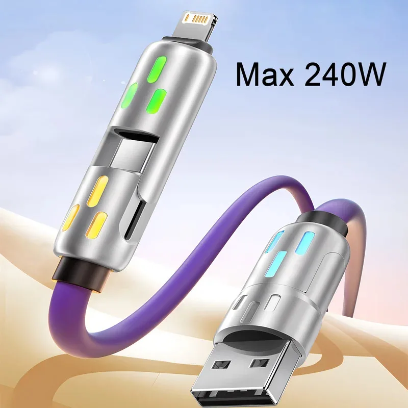 4-IN-1 240W USB Type C To USB C Cable PD Fast Charger Wire For iPhone 16 Pro Max 15 iPad Xiaomi Samsung Tablet 1M Data Cord 
4-IN-1 240W USB Type C To USB C Cable PD Fast Charger Wire For iPhone 16 Pro Max 15 iPad Xiaomi Samsung Tablet 1M Data Cord