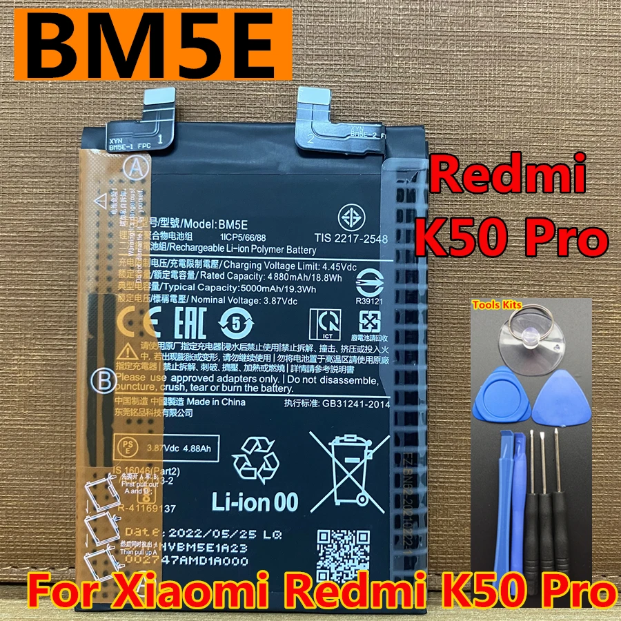 BM5E BM5F BM4Y BM56 New Original Battery for Xiaomi Redmi Mi K50 K40 Pro Poco F3 GT 5G Mobile Phone High Quality
BM5E BM5F BM4Y BM56 New Original Battery for Xiaomi Redmi Mi K50 K40 Pro Poco F3 GT 5G Mobile Phone High Quality