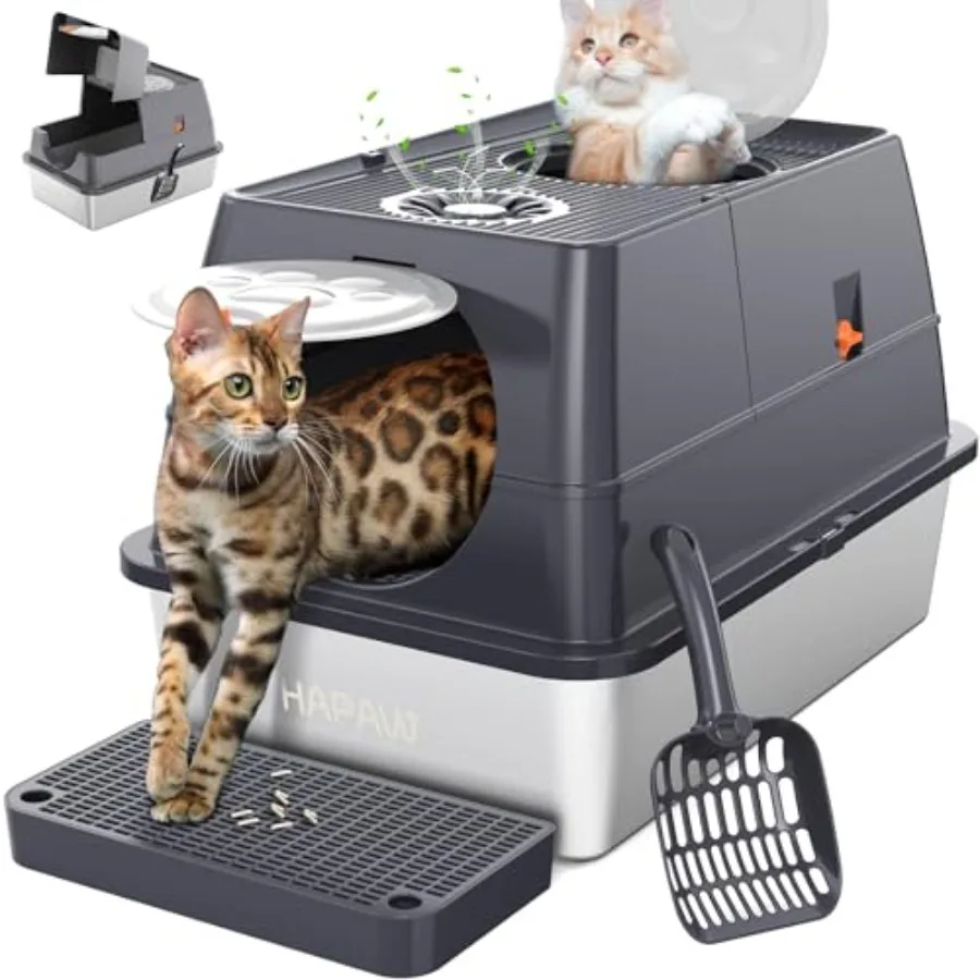 Stainless Steel Litter Box with Lid 135° Flip-Top Extra Large Cat Litter Pan Enclosed Metal Litter Box with Litter Scoop and Fi
Stainless Steel Litter Box with Lid 135° Flip-Top Extra Large Cat Litter Pan Enclosed Metal Litter Box with Litter Scoop and Fi