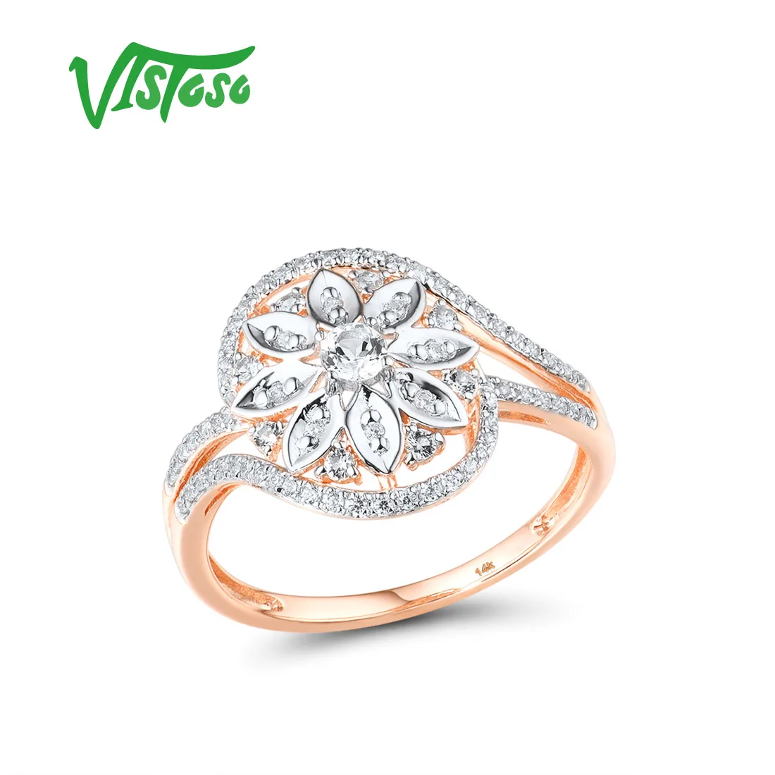 VISTOSO Genuine 14K 585 Rose Gold Ring For Women Sparkling Diamond Flower Wedding Engagement Rings Bridal Gifts Fine Jewelry
VISTOSO Genuine 14K 585 Rose Gold Ring For Women Sparkling Diamond Flower Wedding Engagement Rings Bridal Gifts Fine Jewelry