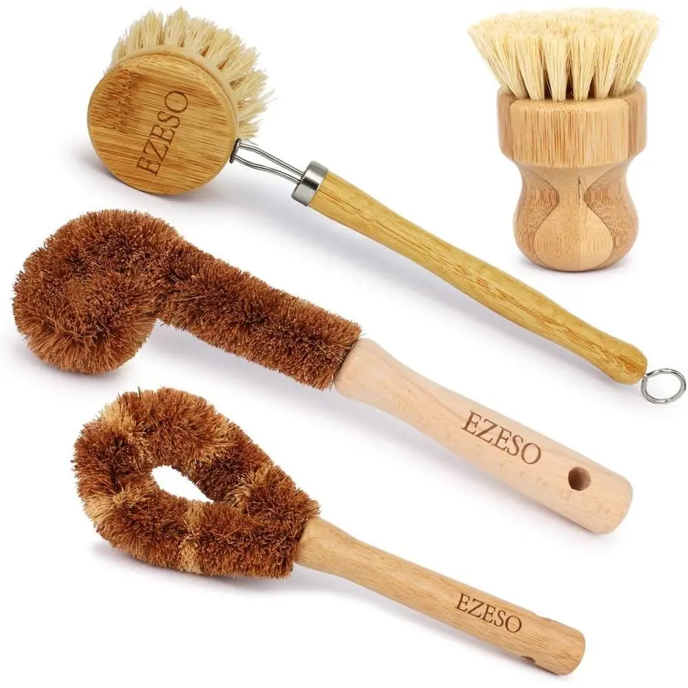 4-Piece Bamboo Dish Scrub Set with Wooden Pot and Bottle Brushes
4-Piece Bamboo Dish Scrub Set with Wooden Pot and Bottle Brushes