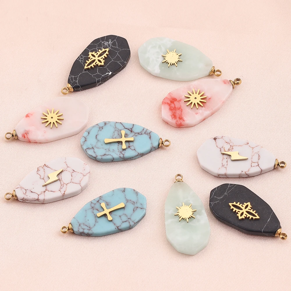 5pcs Natural Stone Stainless Steel Gold-Plate waterdrop Pendants Jade Turquoise Stone Square Charms for Necklace Jewelry Finding
5pcs Natural Stone Stainless Steel Gold-Plate waterdrop Pendants Jade Turquoise Stone Square Charms for Necklace Jewelry Finding