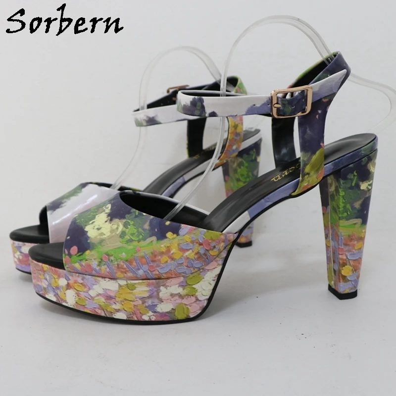 Sorbern Floral Printing Women Sandals Block High Heels Slingback Platform 12Cm Chunky Heeled Summer Shoes Open Toe Size 33-48
Sorbern Floral Printing Women Sandals Block High Heels Slingback Platform 12Cm Chunky Heeled Summer Shoes Open Toe Size 33-48