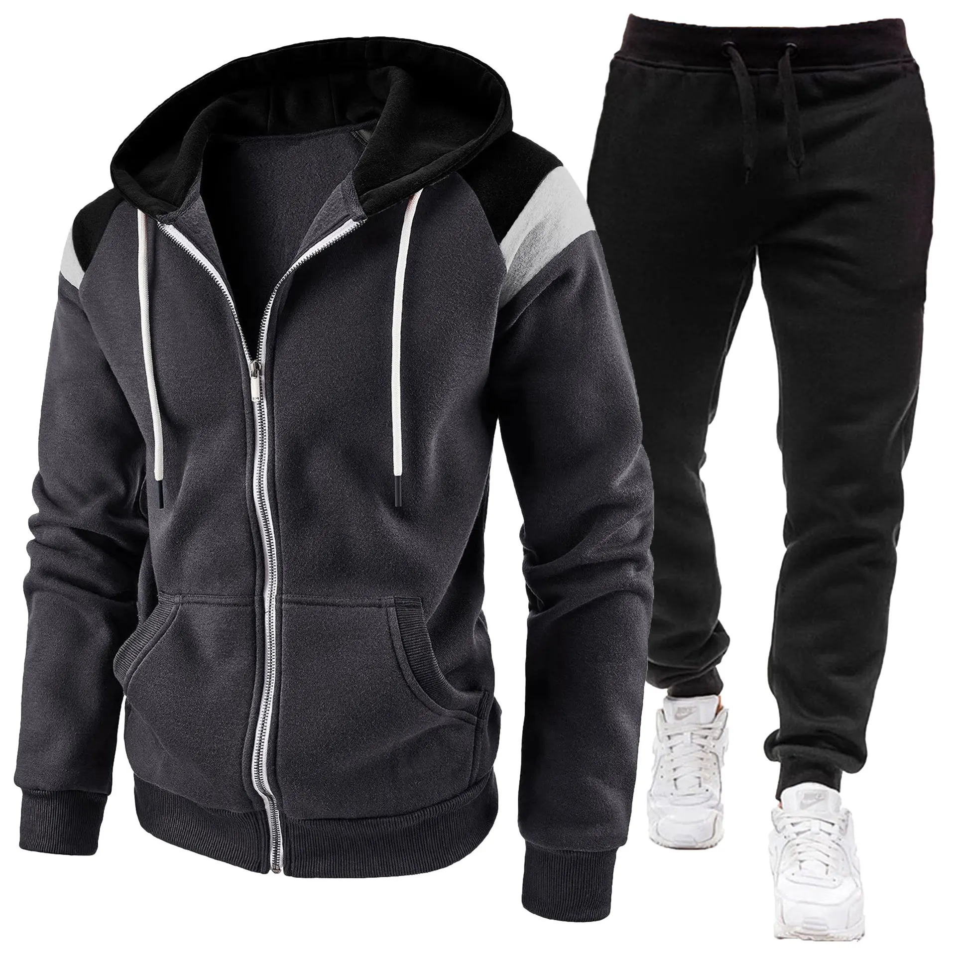 Mens Fashion Zipper Cardigan Hooded Sweatshirt Set Autumn Winter 2 Piece Spliced Sportswear Tracksuit Outfit Man tracksuit
Mens Fashion Zipper Cardigan Hooded Sweatshirt Set Autumn Winter 2 Piece Spliced Sportswear Tracksuit Outfit Man tracksuit