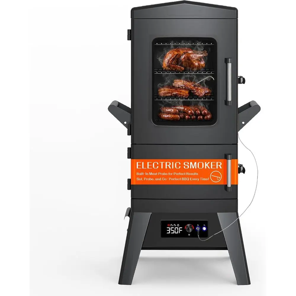 40-Inch Digital Electric Smoker with Meat Probe, 633 Sq. In. Capacity, 4 Racks & Weatherproof Cover for Brisket, Ribs, Turkey, F
40-Inch Digital Electric Smoker with Meat Probe, 633 Sq. In. Capacity, 4 Racks & Weatherproof Cover for Brisket, Ribs, Turkey, F