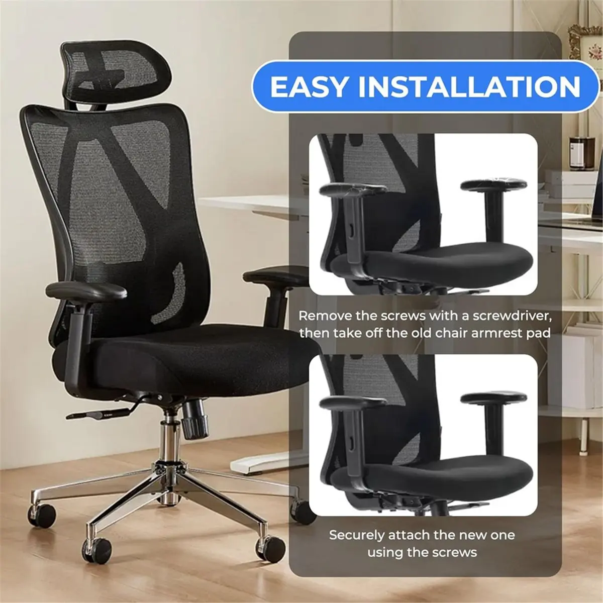 【AT48】 NEW 2pcs Armrest Pads Replacement for Chair -Ergonomic Chair Armrest Parts, Arm Pads Caps for Chair
【AT48】 NEW 2pcs Armrest Pads Replacement for Chair -Ergonomic Chair Armrest Parts, Arm Pads Caps for Chair