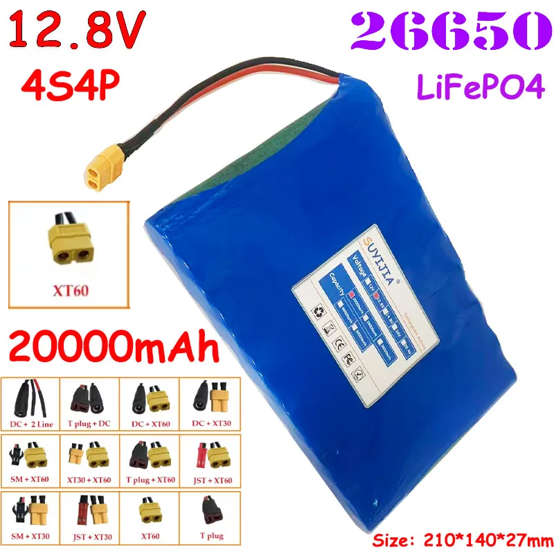 4S4P-26650 12.8V 20Ah LiFePO4 Battery Toy Car Solar Lights Golf Cart Power Tools Electric Boat 12V Power Supply + 14.6V Charger
4S4P-26650 12.8V 20Ah LiFePO4 Battery Toy Car Solar Lights Golf Cart Power Tools Electric Boat 12V Power Supply + 14.6V Charger