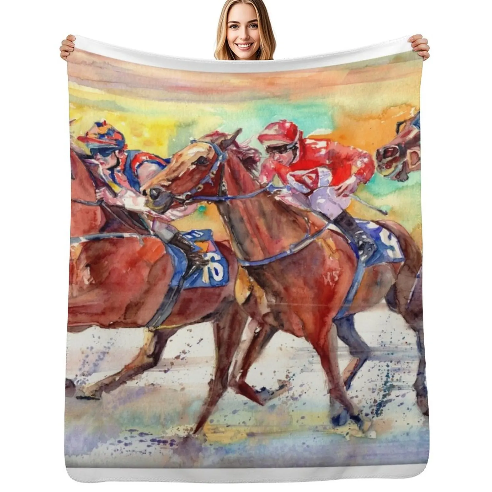 Thoroughbred Racing Throw Blanket Faux Fur Soft Warm Blanket for Bed
Thoroughbred Racing Throw Blanket Faux Fur Soft Warm Blanket for Bed