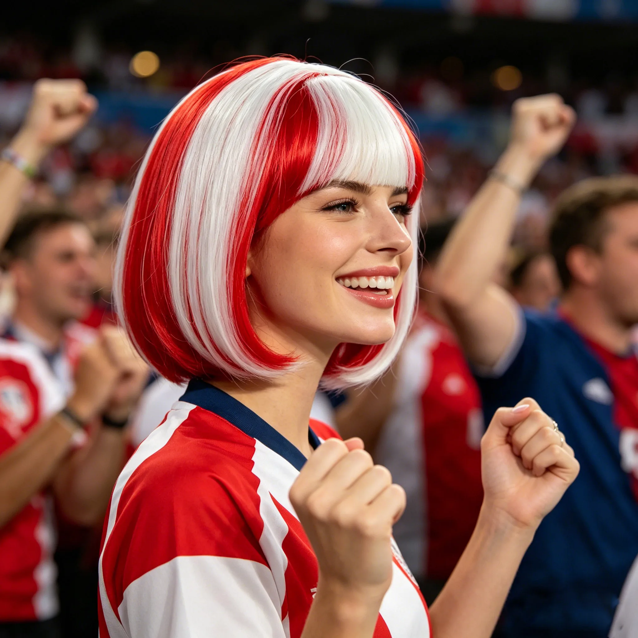 Canadian Football Fan Wig +Face stickers Bob Synthetic Hair Red White Football Stadium Accessory Suitable for Men Women
Canadian Football Fan Wig +Face stickers Bob Synthetic Hair Red White Football Stadium Accessory Suitable for Men Women