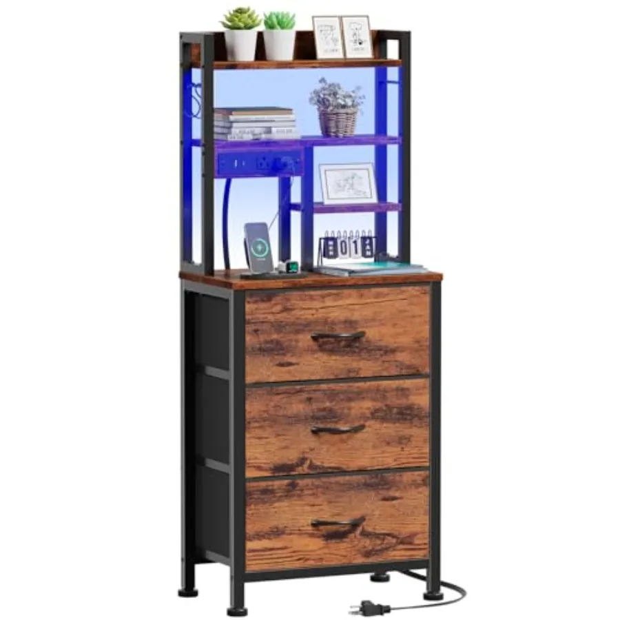 Tall Night Stand with LED and USB Ports, 45.3inch Nightstand with Open Bookshelf, Bedside Table with Fabric s for Bedroom/Dorm/
Tall Night Stand with LED and USB Ports, 45.3inch Nightstand with Open Bookshelf, Bedside Table with Fabric s for Bedroom/Dorm/