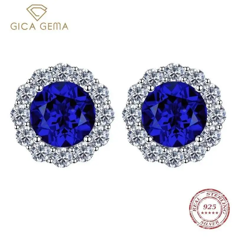 Серьги Gica Gema из стерлингового серебра 925 пробы без аллергии, 8,0 мм, синие серьги круглой формы с лабораторным сапфиром для женщин, свадебные украшения 
Серьги Gica Gema из стерлингового серебра 925 пробы без аллергии, 8,0 мм, синие серьги круглой формы с лабораторным сапфиром для женщин, свадебные украшения
