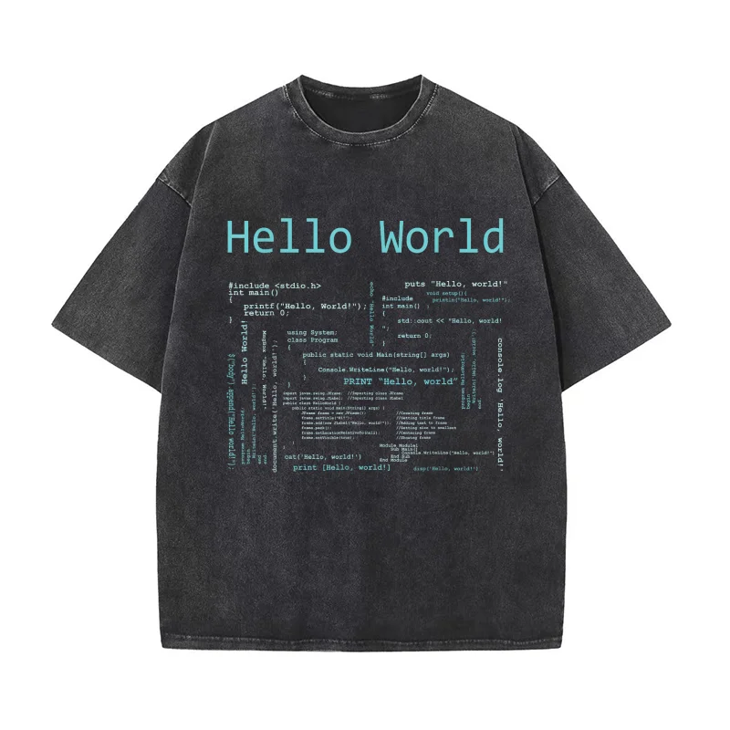 Hello World Computer Programming Languages T-Shirt For Men 2025 Latest Designer Original Adult Tee Shirts 100% Cotton Fabric
Hello World Computer Programming Languages T-Shirt For Men 2025 Latest Designer Original Adult Tee Shirts 100% Cotton Fabric
