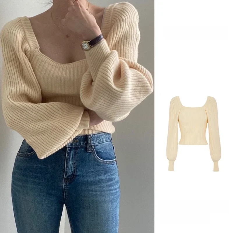 Spring Autumn 2026 New Gentle Lazy Retro High-End Long Sleeve Knitted Sweater Square Collar Women's Base Layer Fashionable
Spring Autumn 2026 New Gentle Lazy Retro High-End Long Sleeve Knitted Sweater Square Collar Women's Base Layer Fashionable