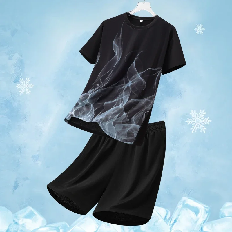 2026 Summer Ice Silk Quick Dry Sports Sets Men Fire Gradient Printed Short Sleeved Tshirt Shorts for Men's Women's Running Sets
2026 Summer Ice Silk Quick Dry Sports Sets Men Fire Gradient Printed Short Sleeved Tshirt Shorts for Men's Women's Running Sets