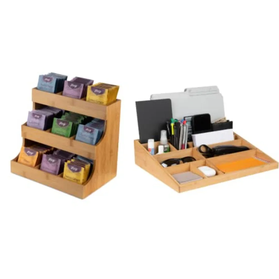 Bamboo Tea Organizer and Desk Organizer Set - Matching Natural Bamboo Countertop Storage Bundle for Tea Bags, Coffee Pods, Suga
Bamboo Tea Organizer and Desk Organizer Set - Matching Natural Bamboo Countertop Storage Bundle for Tea Bags, Coffee Pods, Suga