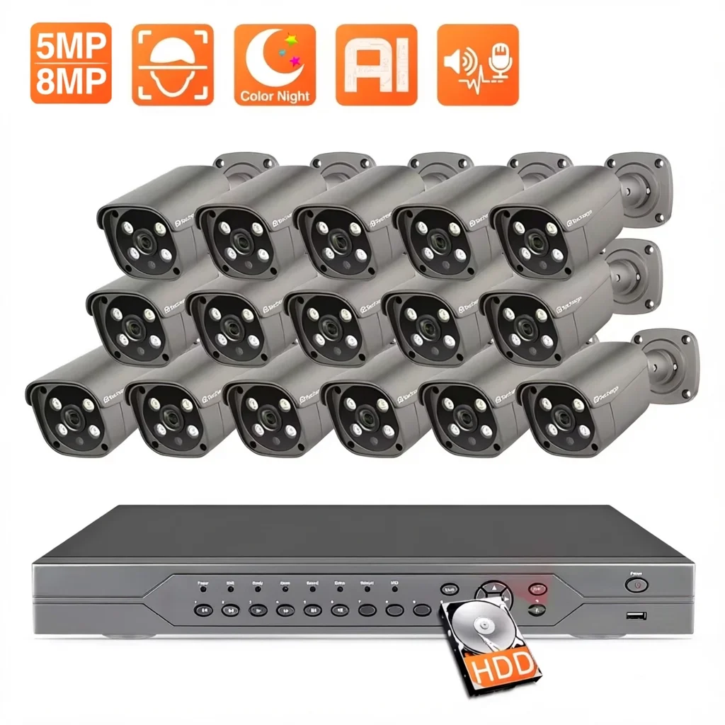 Techage 16CH 8MP 5MP POE CCTV System Camera H.265 4K Two-way Audio Human Face Recognition Security Surveillance Camera Set
Techage 16CH 8MP 5MP POE CCTV System Camera H.265 4K Two-way Audio Human Face Recognition Security Surveillance Camera Set