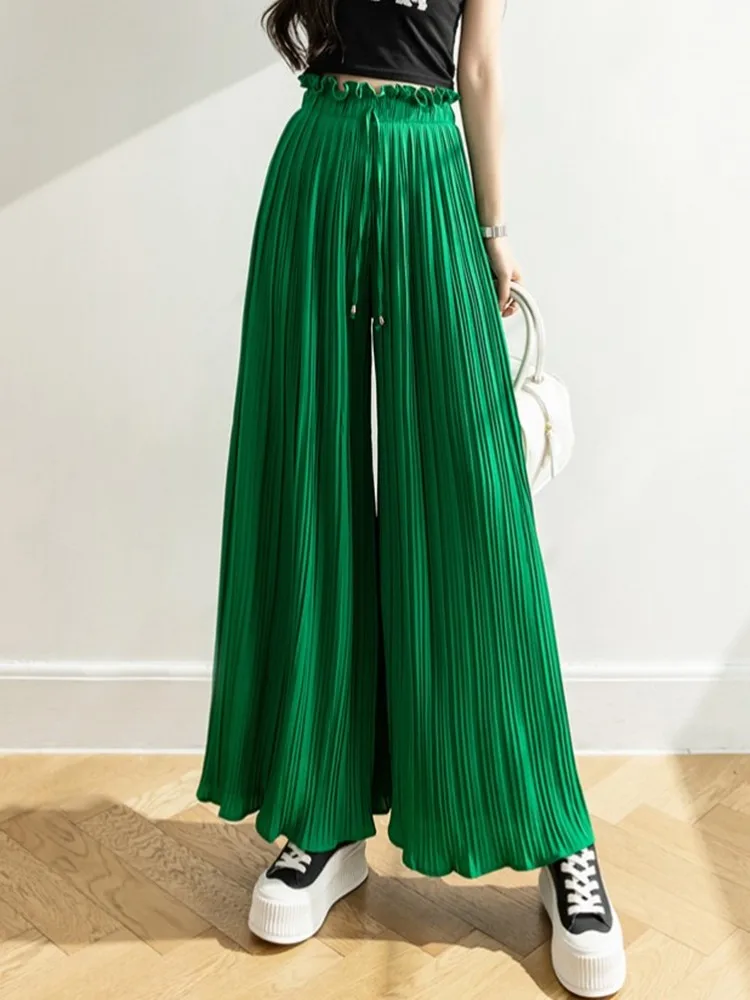 Women Summer Chiffon Pleated Pants Soft Breathable Elastic High Waist Trousers Large Size Lace Up Wide Leg Party Straight Pants
Women Summer Chiffon Pleated Pants Soft Breathable Elastic High Waist Trousers Large Size Lace Up Wide Leg Party Straight Pants