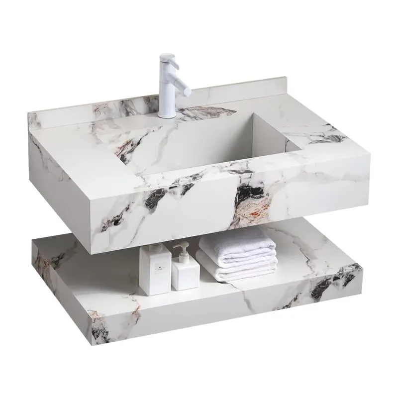 Modern Wall Hung Marbled Porcelain Solid Surface Cabinet Sink Double Layer Rock Slab Floating Bathroom Cabinet Sink
Modern Wall Hung Marbled Porcelain Solid Surface Cabinet Sink Double Layer Rock Slab Floating Bathroom Cabinet Sink