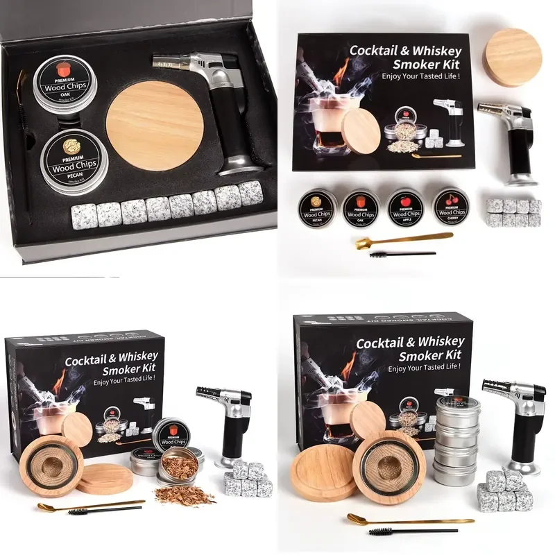 【CHIMU HOME】 Cocktail Smoker Kit with Torch for Whiskey Wine Drinks 4 Types of Wood Chips Set for Bar Home Use
【CHIMU HOME】 Cocktail Smoker Kit with Torch for Whiskey Wine Drinks 4 Types of Wood Chips Set for Bar Home Use