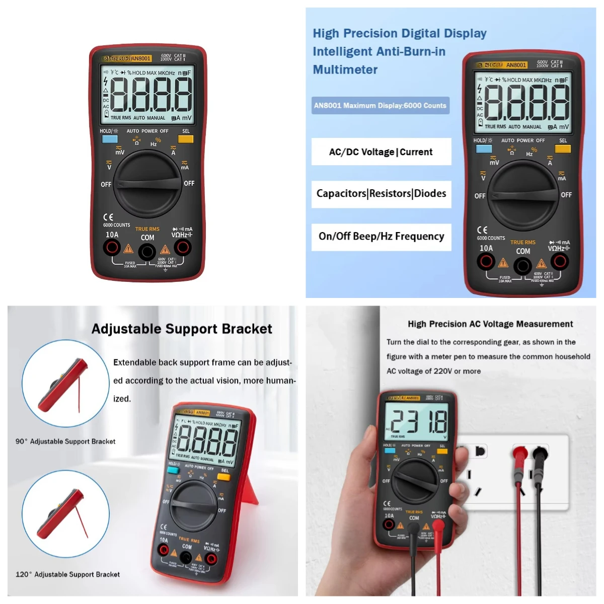 6000 Counts Digital Multimeter Professional Capacitor ESR Meter AC DC Voltage Tester
6000 Counts Digital Multimeter Professional Capacitor ESR Meter AC DC Voltage Tester