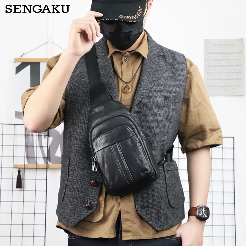 Black Business Men's Chest Shoulder Bag Genuine Leather 8 inch iPad Crossbody Bags Casual Sport Messenger Bag
Black Business Men's Chest Shoulder Bag Genuine Leather 8 inch iPad Crossbody Bags Casual Sport Messenger Bag