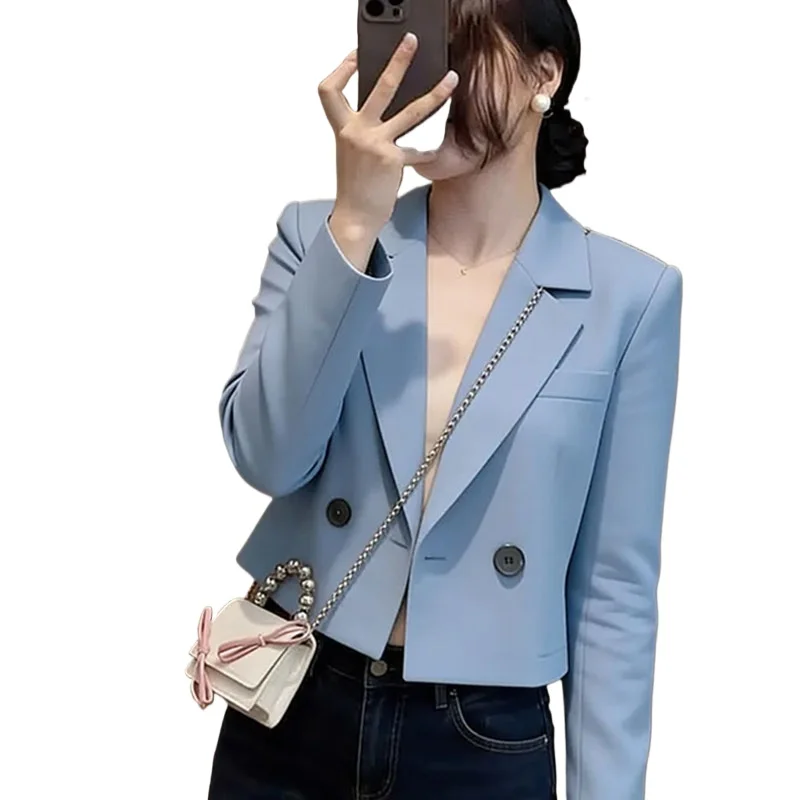 Spring Autumn Blue Outerwear 2026 New Women's Suit Coat Popular Short Top Casual Suit Jacket Korean Women Receive High Praise
Spring Autumn Blue Outerwear 2026 New Women's Suit Coat Popular Short Top Casual Suit Jacket Korean Women Receive High Praise