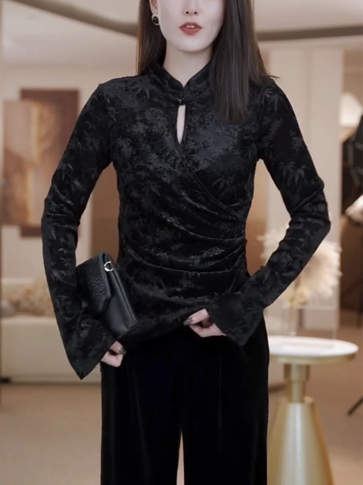 Elegant New Chinese Style Velvet Long Sleeve Embossed Hollow out Pleated Waist Cinching Top Trendy Commute Knitted Wool Blend
Elegant New Chinese Style Velvet Long Sleeve Embossed Hollow out Pleated Waist Cinching Top Trendy Commute Knitted Wool Blend