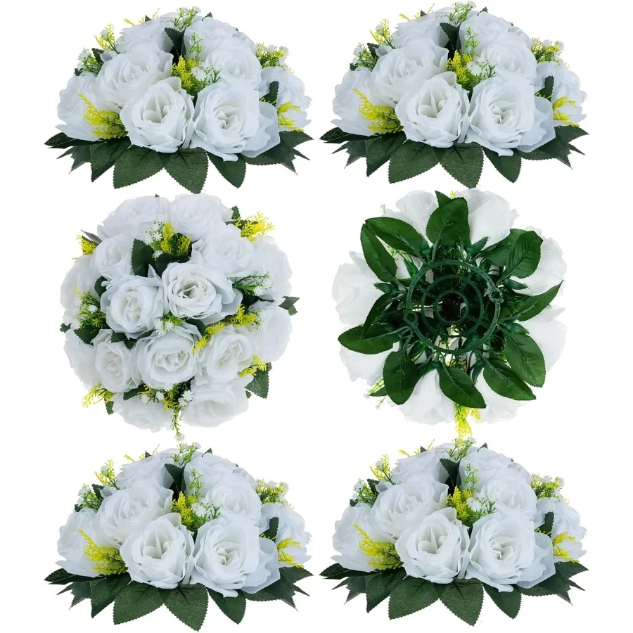 White Fake Flowers Centerpieces for Wedding Dinning Table: 6 Pcs Artificial Roses Flower Ball in Faux Silk Kissing Bouquet Styl
White Fake Flowers Centerpieces for Wedding Dinning Table: 6 Pcs Artificial Roses Flower Ball in Faux Silk Kissing Bouquet Styl