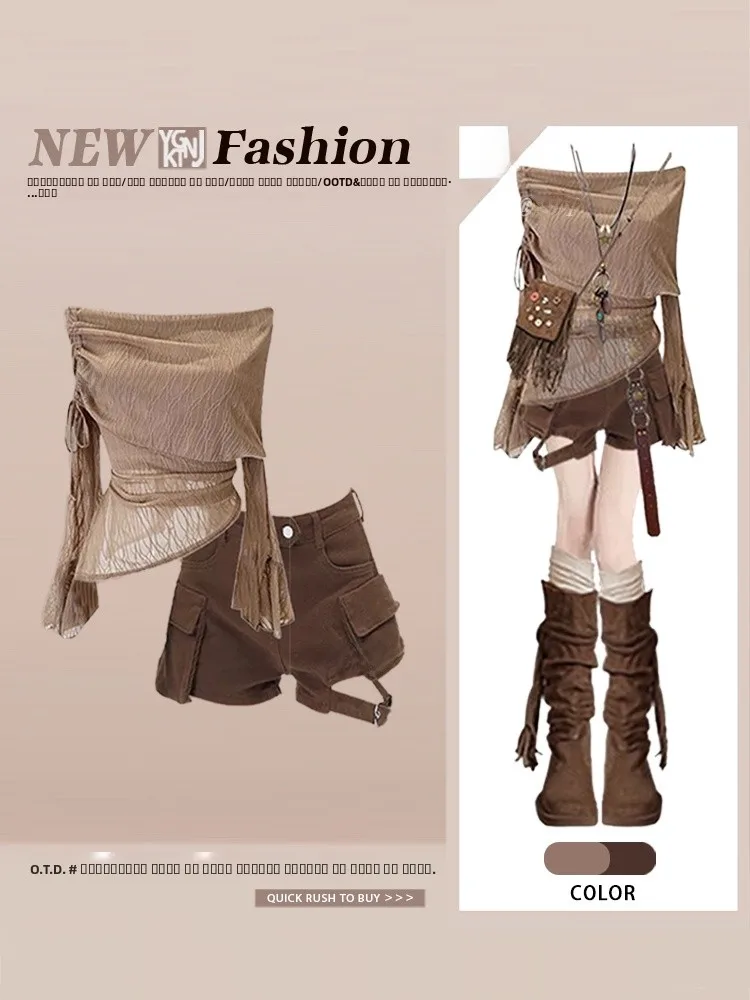 Утягивающий топ и orts с высокой талией, асимметричный комплект из двух предметов для женщин, повседневный вязаный свитер с длинным светом
Утягивающий топ и orts с высокой талией, асимметричный комплект из двух предметов для женщин, повседневный вязаный свитер с длинным светом