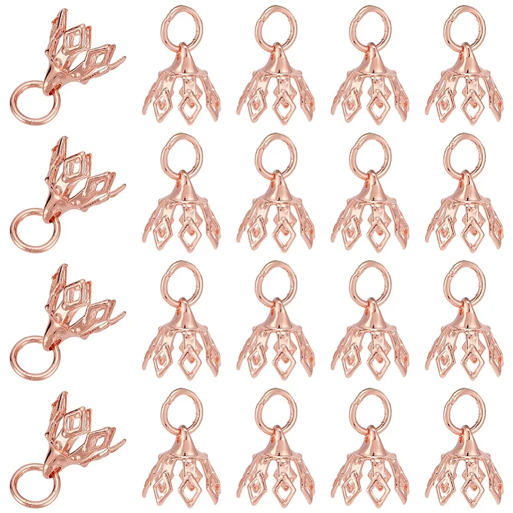 70Pcs Flower Rack Plating Brass Filigree Bead Cap Bails 7-Petal Rose Gold 8x8mm Hole: 3mm
70Pcs Flower Rack Plating Brass Filigree Bead Cap Bails 7-Petal Rose Gold 8x8mm Hole: 3mm