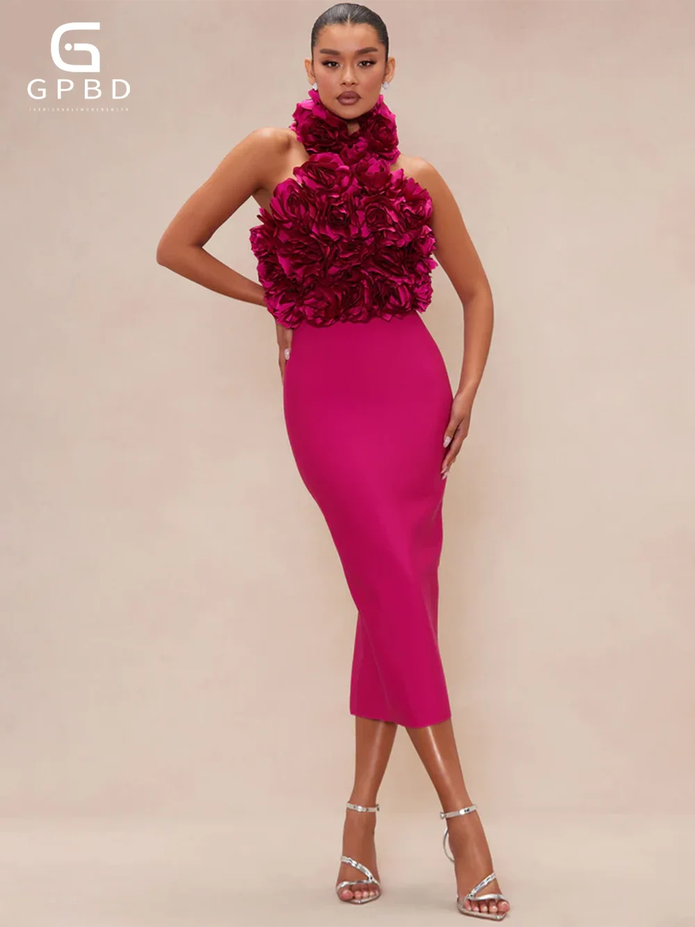 Women'S Halter Floral Dress Sexy Backless Solid 3D Flower Bodycon Midi Bandage Dress Club Celebrity Cocktail Party Dress
Women'S Halter Floral Dress Sexy Backless Solid 3D Flower Bodycon Midi Bandage Dress Club Celebrity Cocktail Party Dress