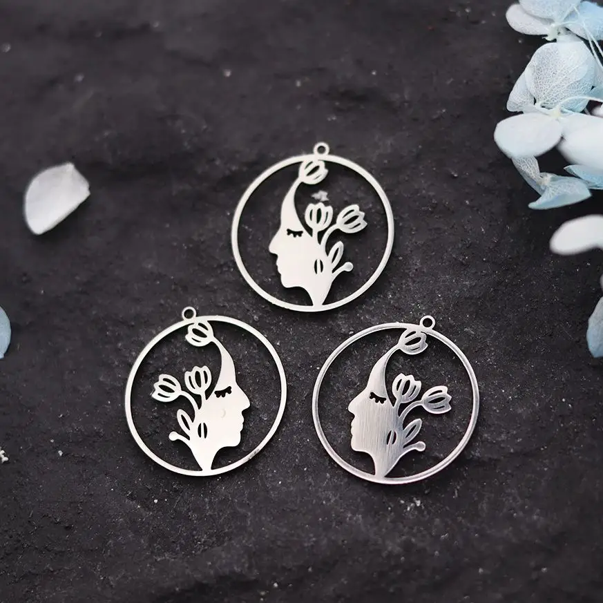 3pcs Exquisite Flower Lady Face Art Line Charms Stainless Steel Pendant for Jewelry Making Necklace Earrings DIY Handmade Craft
3pcs Exquisite Flower Lady Face Art Line Charms Stainless Steel Pendant for Jewelry Making Necklace Earrings DIY Handmade Craft