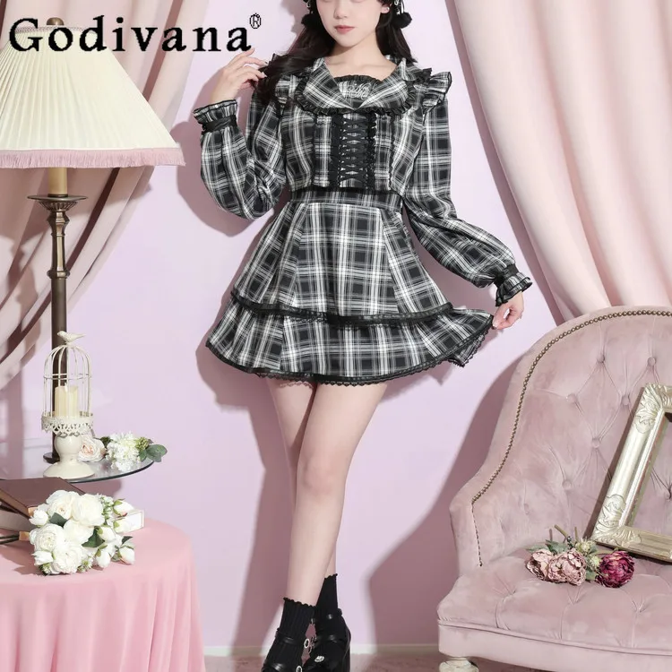 Women's Casual Dresses Spring New 2026 Japanese Sweet Girls Plaid Long-sleeve Short Dress OP Princess Dress Vestidos De Mujer
Women's Casual Dresses Spring New 2026 Japanese Sweet Girls Plaid Long-sleeve Short Dress OP Princess Dress Vestidos De Mujer