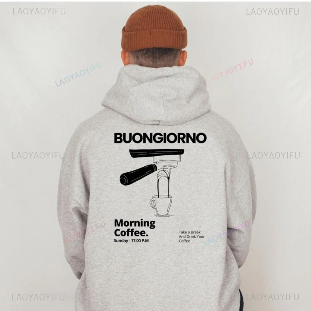 Buongiorno Morning Coffe Sunday 17:00 Pm Take A Break and Drink Your Coffe Толстовки с капюшоном для женщин и мужчин Модная уличная одежда Пуловер с графическим рисунком
Buongiorno Morning Coffe Sunday 17:00 Pm Take A Break and Drink Your Coffe Толстовки с капюшоном для женщин и мужчин Модная уличная одежда Пуловер с графическим рисунком