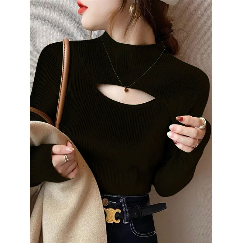 Black Knitted Hollow out Half High Collar Women's Base Shirt Spring Autumn New Style Design Sense Inner Wear for Daily Use
Black Knitted Hollow out Half High Collar Women's Base Shirt Spring Autumn New Style Design Sense Inner Wear for Daily Use