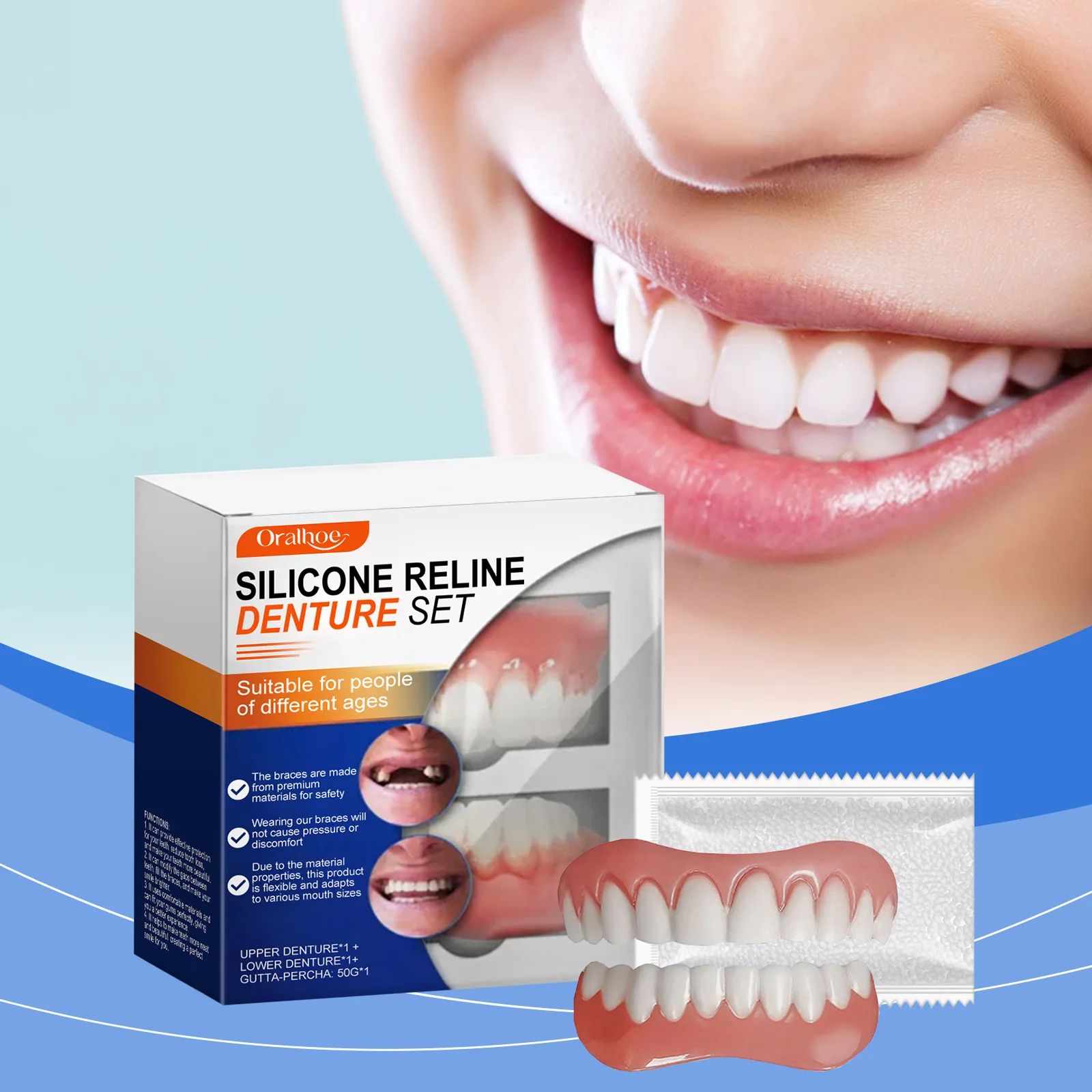 New False Teeth Upper Lower Veneers Brace Fit Temporary Orthodontic Perfect Laugh Comfortable Oral Simulation Dentures Paste Set
New False Teeth Upper Lower Veneers Brace Fit Temporary Orthodontic Perfect Laugh Comfortable Oral Simulation Dentures Paste Set