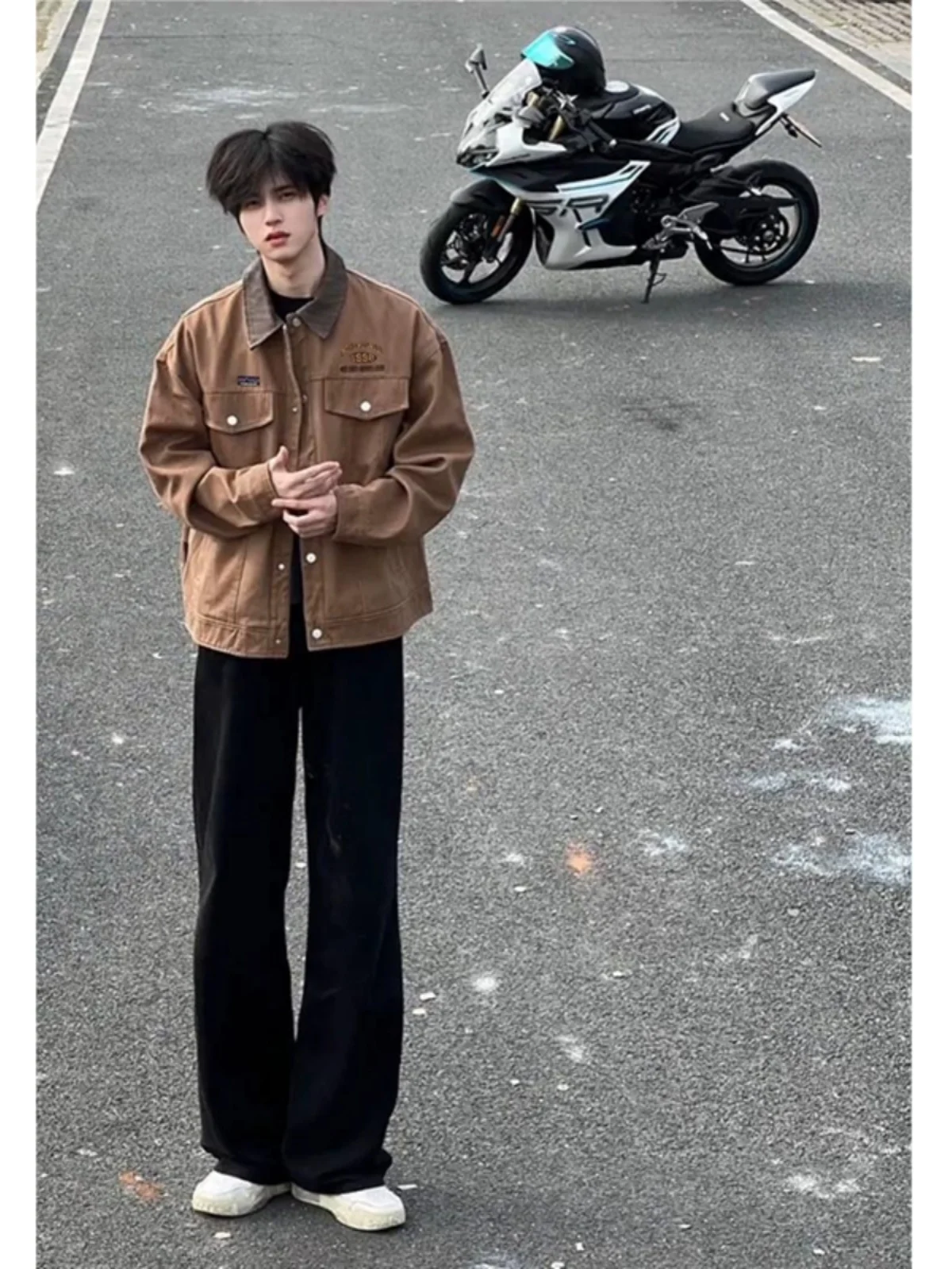 Caramel Brown Cotton Baseball Jacket Turn-down Collar Retro American Detroit Motorcycle Riding Coat Spring Youth Trendy Outer...
Caramel Brown Cotton Baseball Jacket Turn-down Collar Retro American Detroit Motorcycle Riding Coat Spring Youth Trendy Outer...
