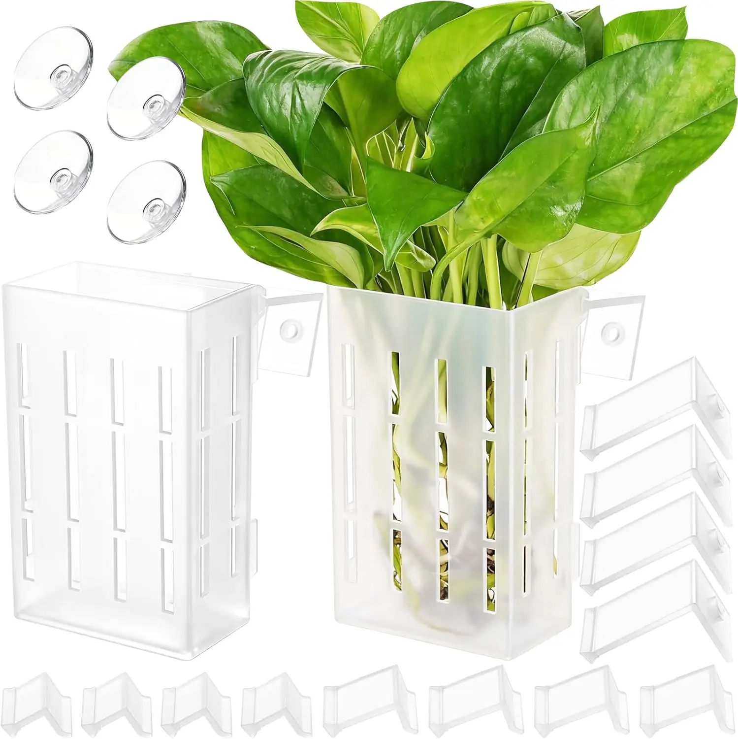 Large Aquarium Plant Holder with Hooks & Suction Cups for Fish Tank Aquaponic Cultivation and Aquascape Decor (Semitransparent)
Large Aquarium Plant Holder with Hooks & Suction Cups for Fish Tank Aquaponic Cultivation and Aquascape Decor (Semitransparent)