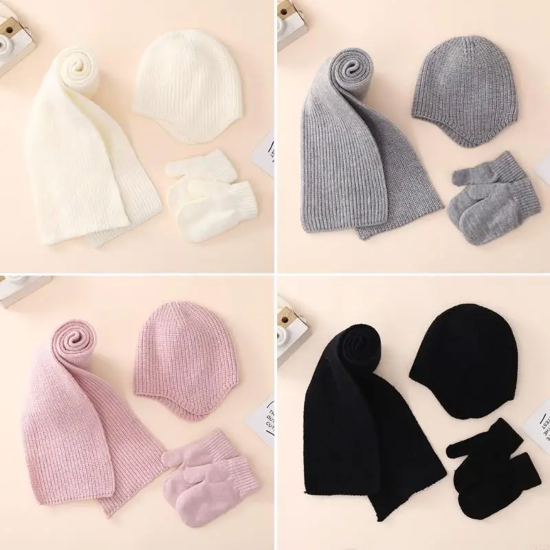 Q22D 3-In-1 Newborn Winter Hat Glove Set Solid Color Ear Protections Knitted Hat Baby Beanie Cap and Mittens with Scarf
Q22D 3-In-1 Newborn Winter Hat Glove Set Solid Color Ear Protections Knitted Hat Baby Beanie Cap and Mittens with Scarf