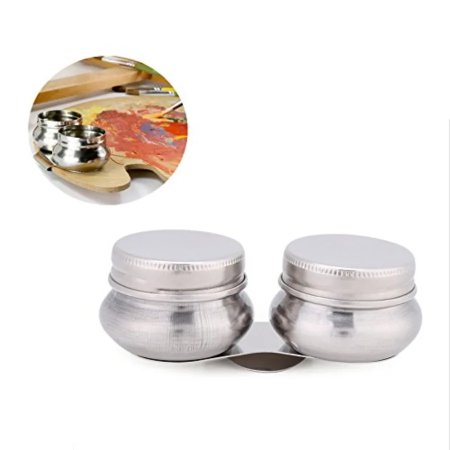 Stainless Steel Large Mouth Double Dipper Palette Cup Oil Paint Solvent Container with Screw Lid for Artists Travel Paint Holde
Stainless Steel Large Mouth Double Dipper Palette Cup Oil Paint Solvent Container with Screw Lid for Artists Travel Paint Holde
