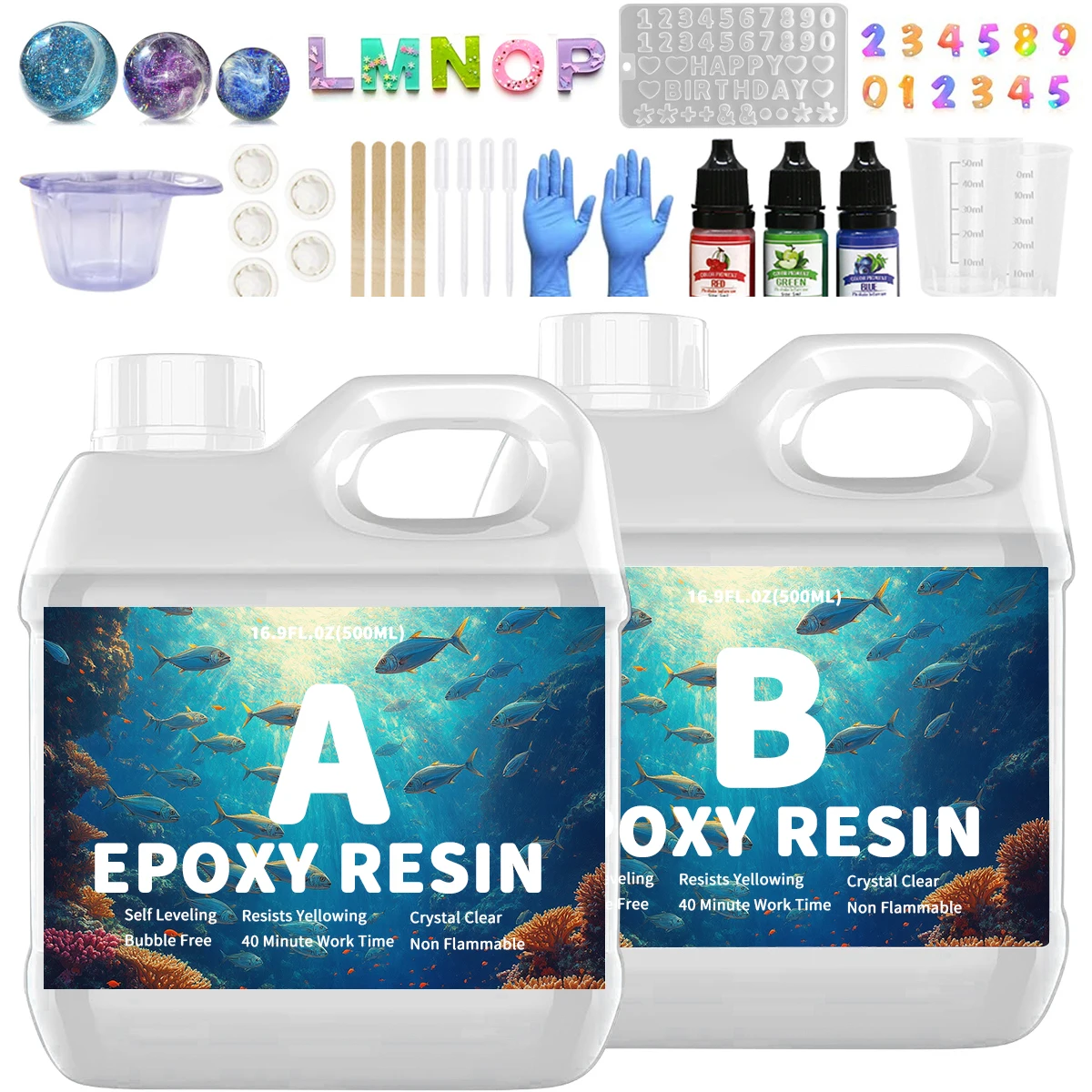 Fast Curing Clear Epoxy Resin Set 500ML - Bubble-Free for DIY Art & Gift Making
Fast Curing Clear Epoxy Resin Set 500ML - Bubble-Free for DIY Art & Gift Making