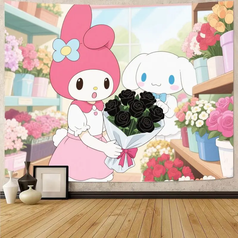 1 шт. Sanrio My Melody Cinnamoroll Kawaii Черная Роза Цветочный Магазин Гобелен Современный Полиэстер Настенное Искусство Девушки Спальня Гостиная Деко 
1 шт. Sanrio My Melody Cinnamoroll Kawaii Черная Роза Цветочный Магазин Гобелен Современный Полиэстер Настенное Искусство Девушки Спальня Гостиная Деко