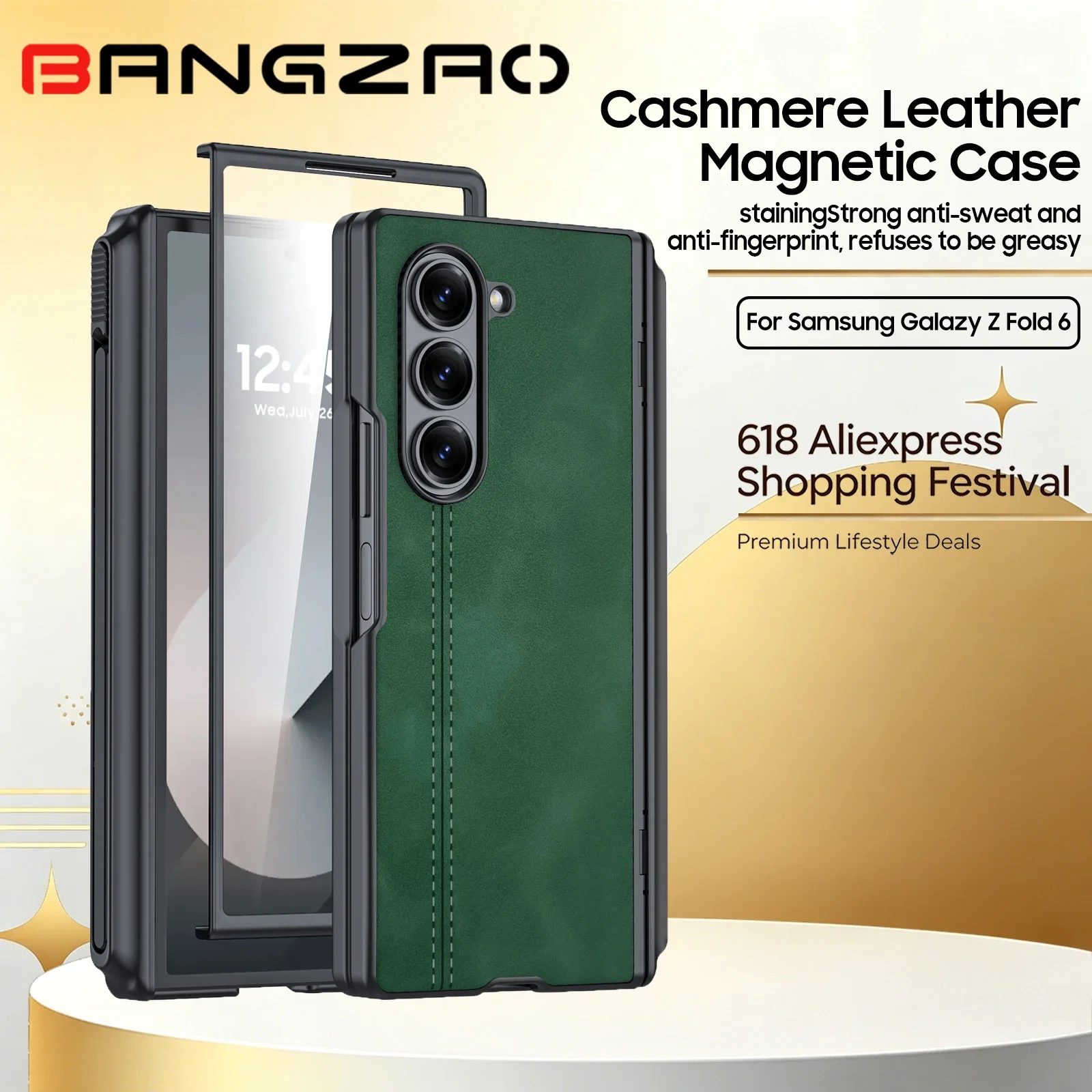618 Sale For Samsung Galaxy Z Fold 6 Case With S Pen Holder 9H Glass Screen Protector Hinge Protection Leather Cover-Green
618 Sale For Samsung Galaxy Z Fold 6 Case With S Pen Holder 9H Glass Screen Protector Hinge Protection Leather Cover-Green