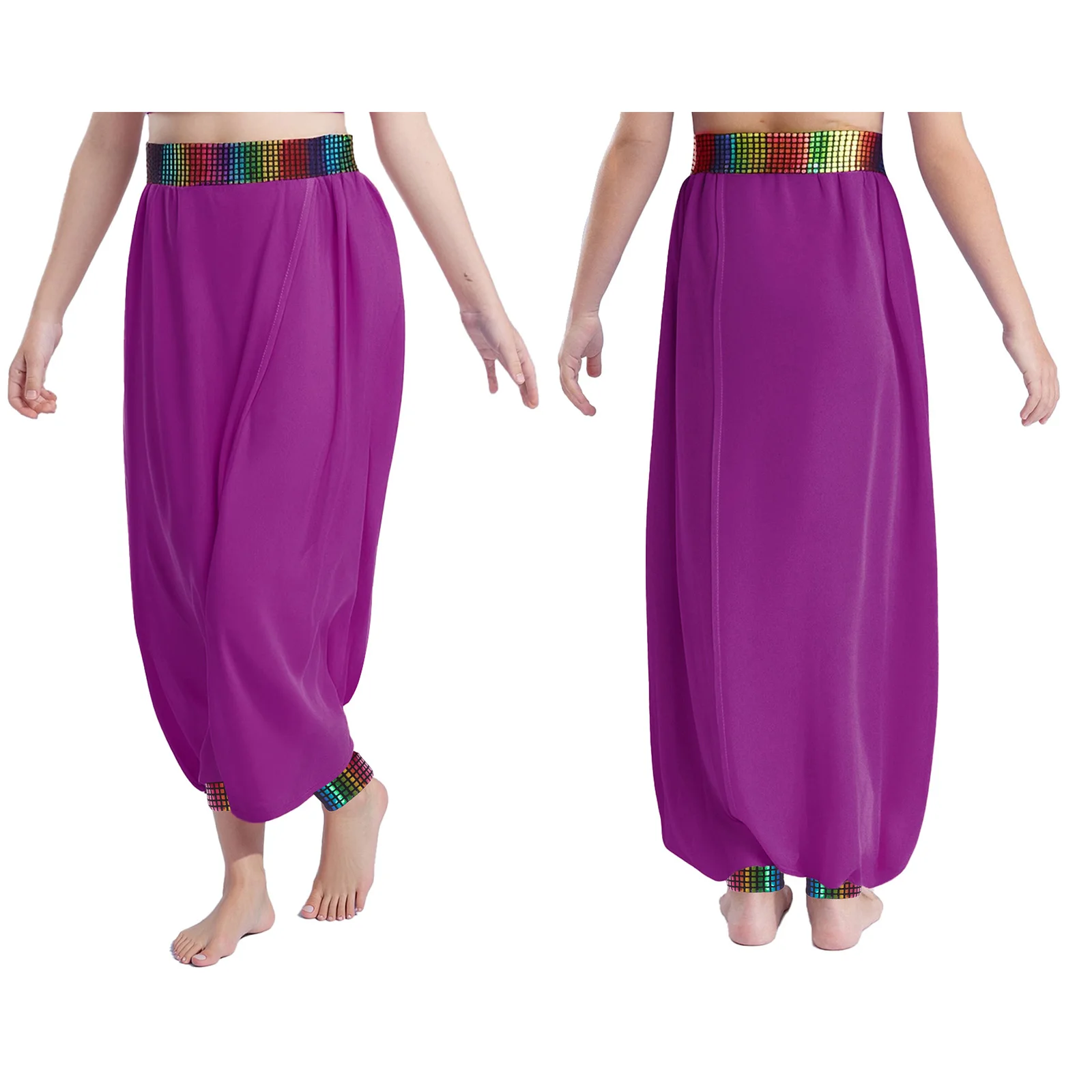 Girls Jazz Dance Pants Elastic Waistband Patchwork Smallcheck Metallic Chiffon Dance Trouser for Party Cheer-leading Competition
Girls Jazz Dance Pants Elastic Waistband Patchwork Smallcheck Metallic Chiffon Dance Trouser for Party Cheer-leading Competition